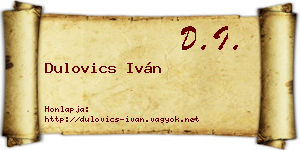 Dulovics Iván névjegykártya